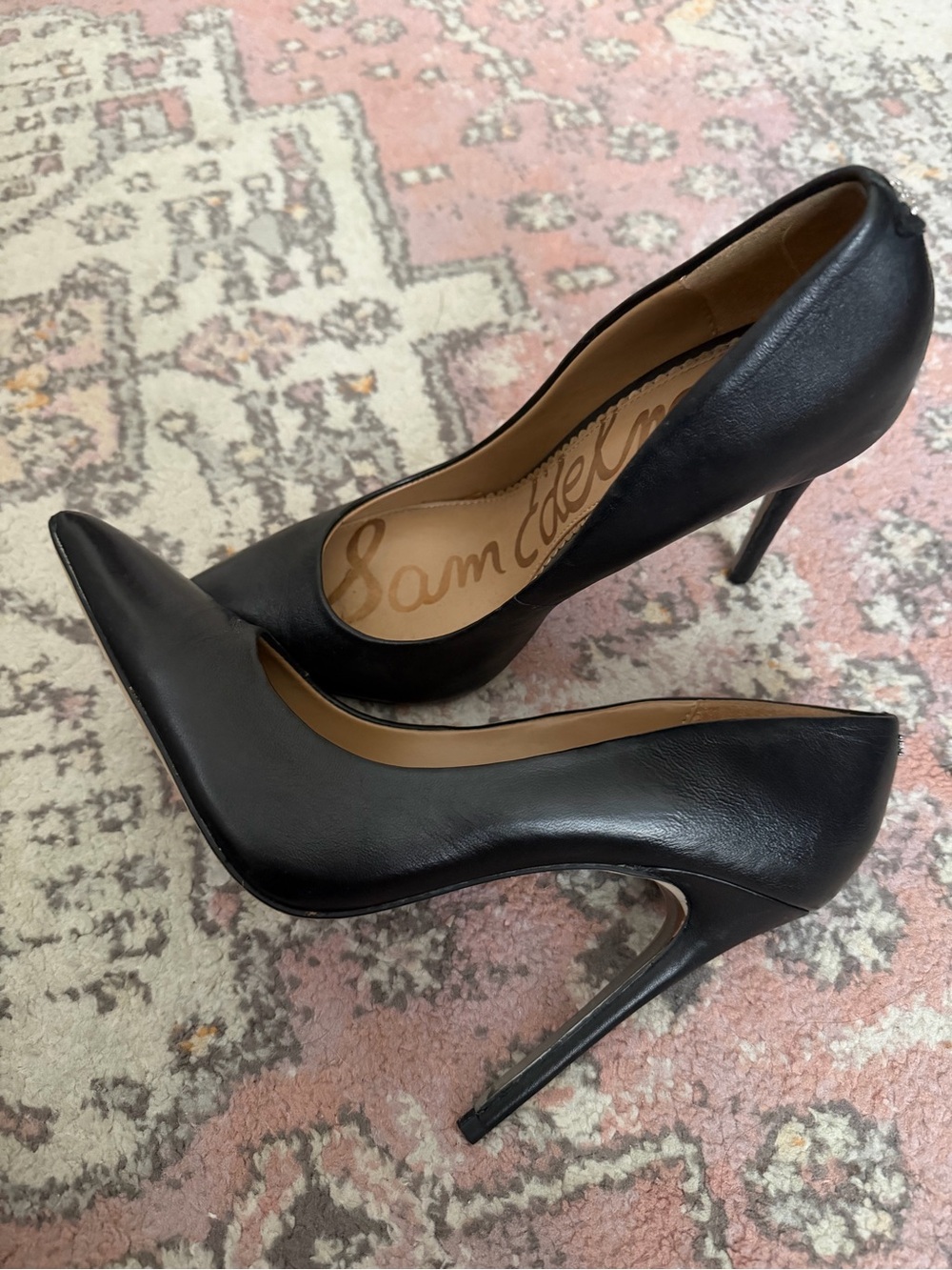 Sam Edelman Black Leather Pointed Stiletto Pumps